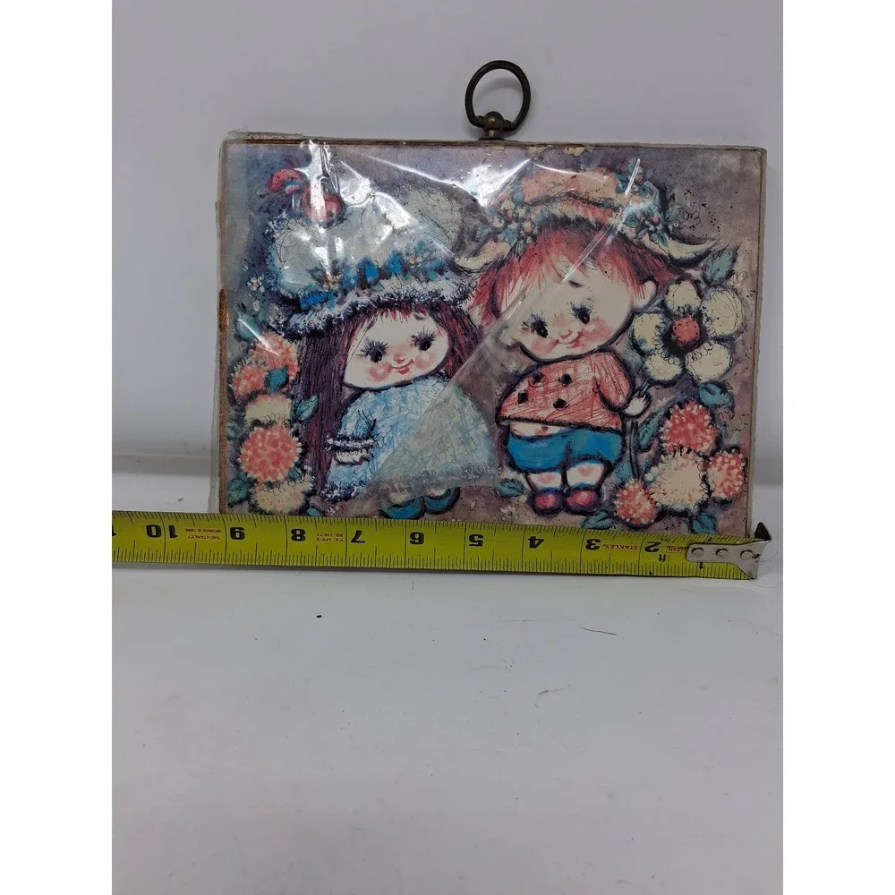 Vintage 1970s Happiness Is Being With You Wooden Wall Plaque Retro Kitsch Art. Q